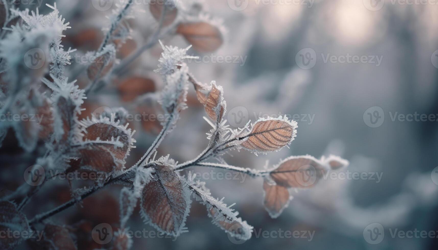 ijzig Afdeling in winter Woud dichtbij omhoog macro gegenereerd door ai foto