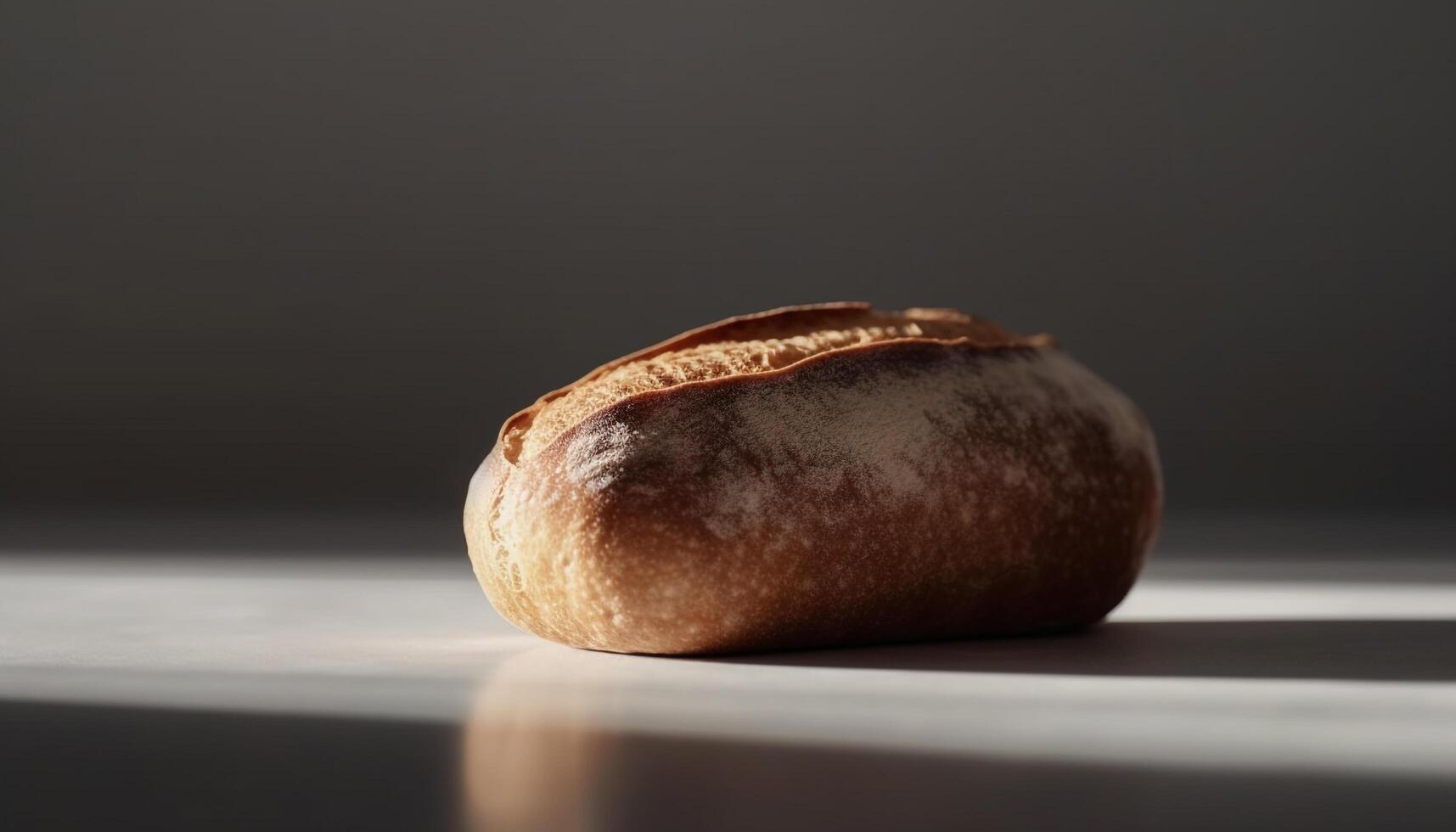 vers gebakken volkoren brood Aan rustiek hout tafel, perfect verfrissing gegenereerd door ai foto