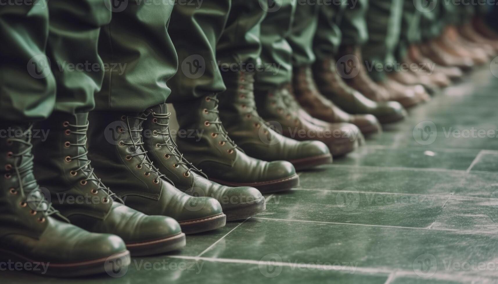 het marcheren in uniform, leger mannen in een rij, aan het wachten succes gegenereerd door ai foto