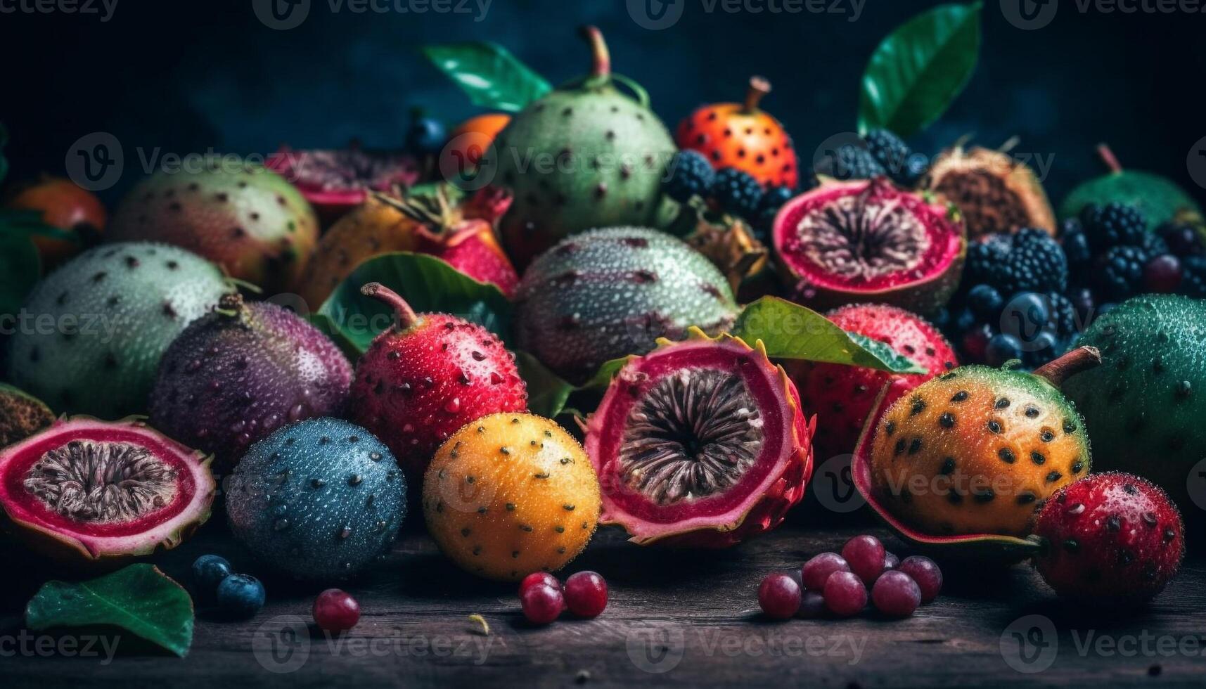 een rustiek nog steeds leven van een eigengemaakt fruit kom arrangement gegenereerd door ai foto