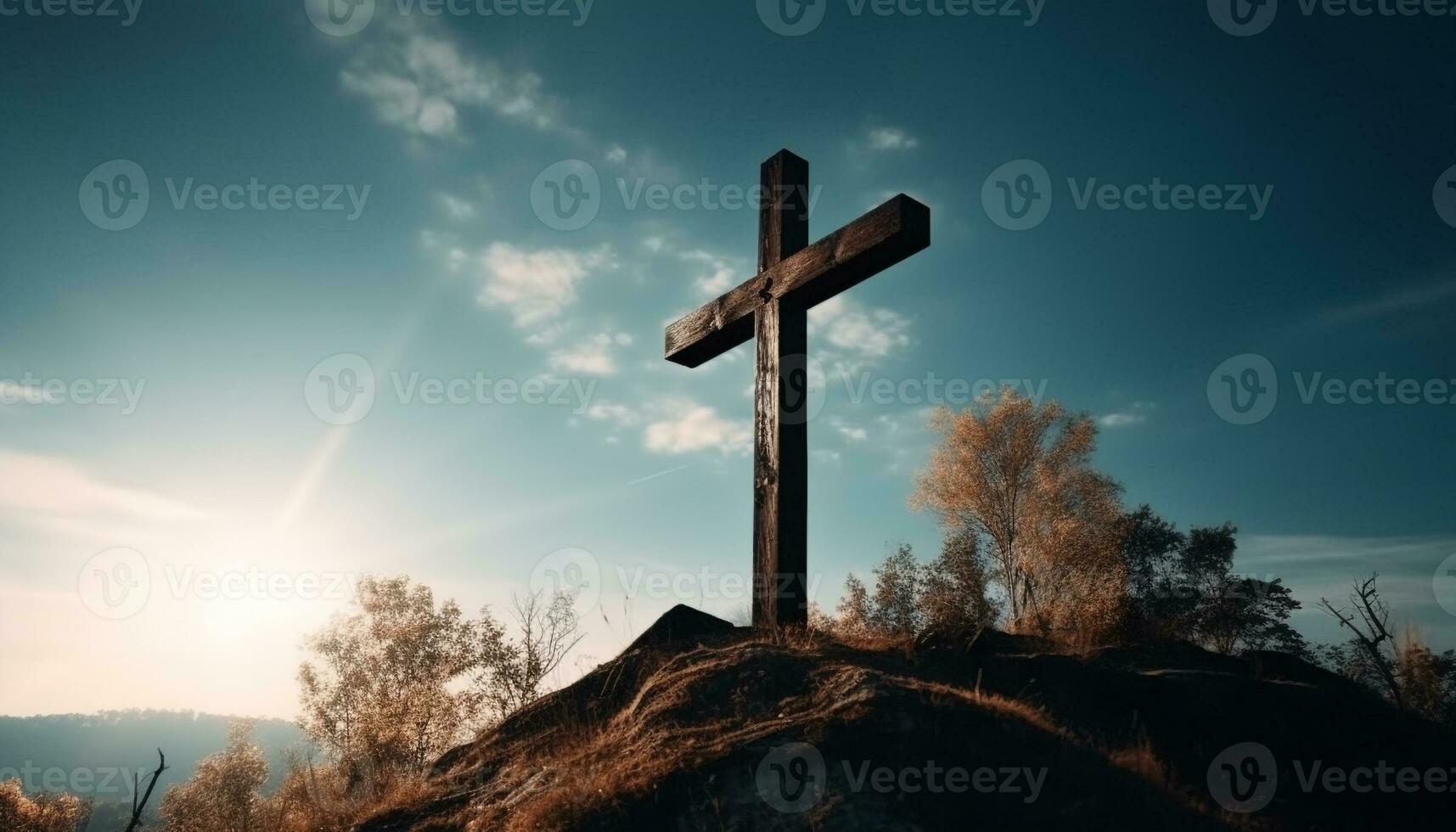 vergiffenis en redding gevonden in kruis vormig symbool van Christendom gegenereerd door ai foto