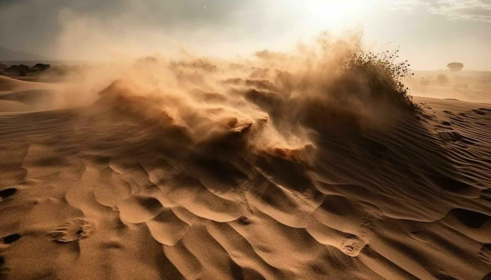 de majestueus zand duinen rimpeling in de dor Afrikaanse klimaat gegenereerd door ai foto