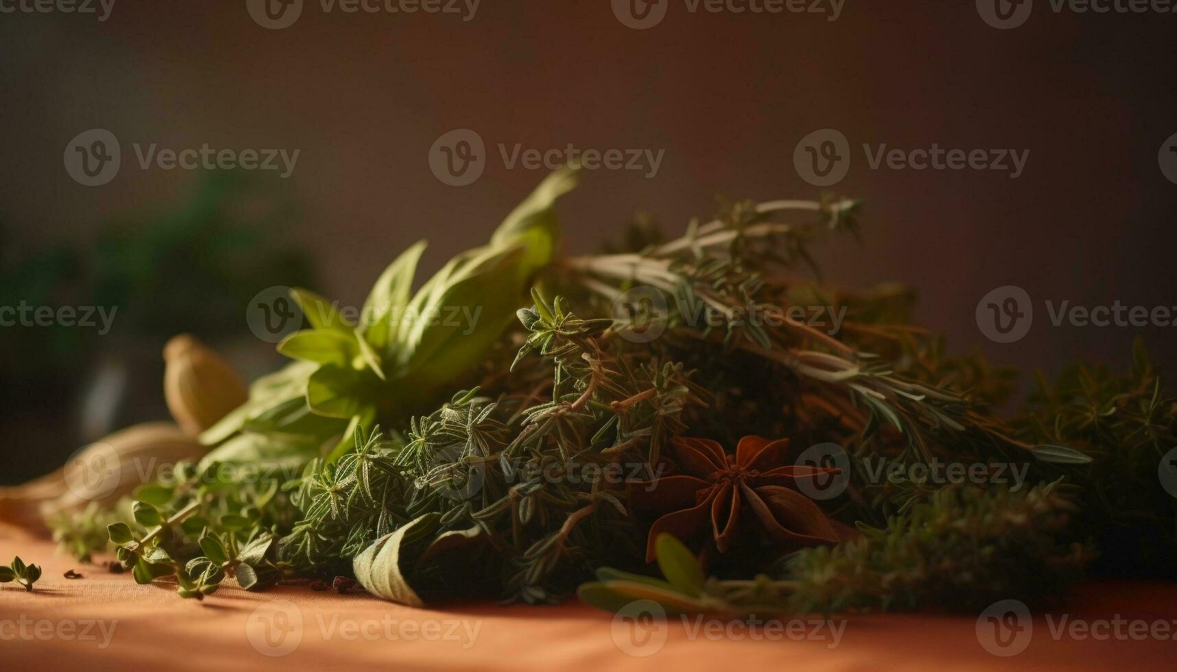 vers biologisch kruiden en specerijen toevoegen gezond kruiderij naar voedsel gegenereerd door ai foto