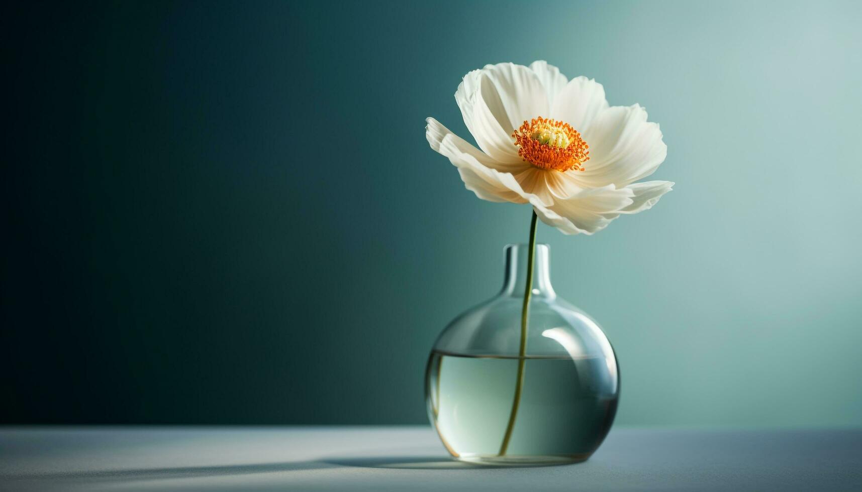 een single geel madeliefje in een glas vaas, vieren lente gegenereerd door ai foto