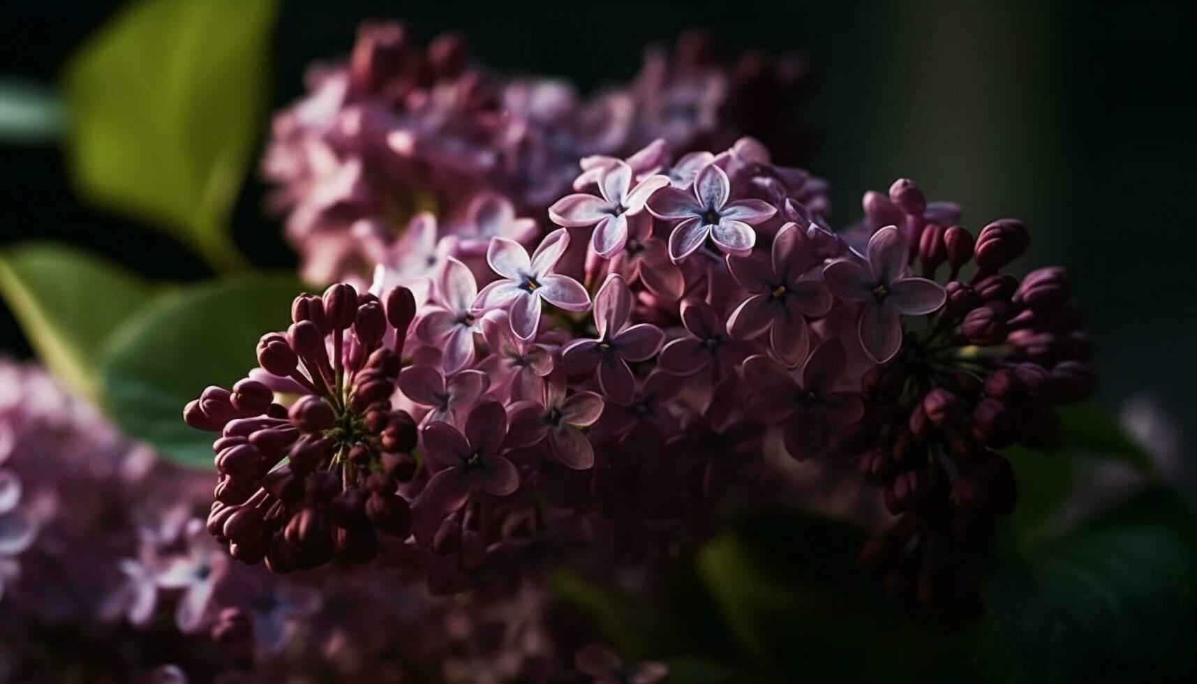 vers lila bloesem, delicaat bloemblaadje, schoonheid in natuur boeket gegenereerd door ai foto