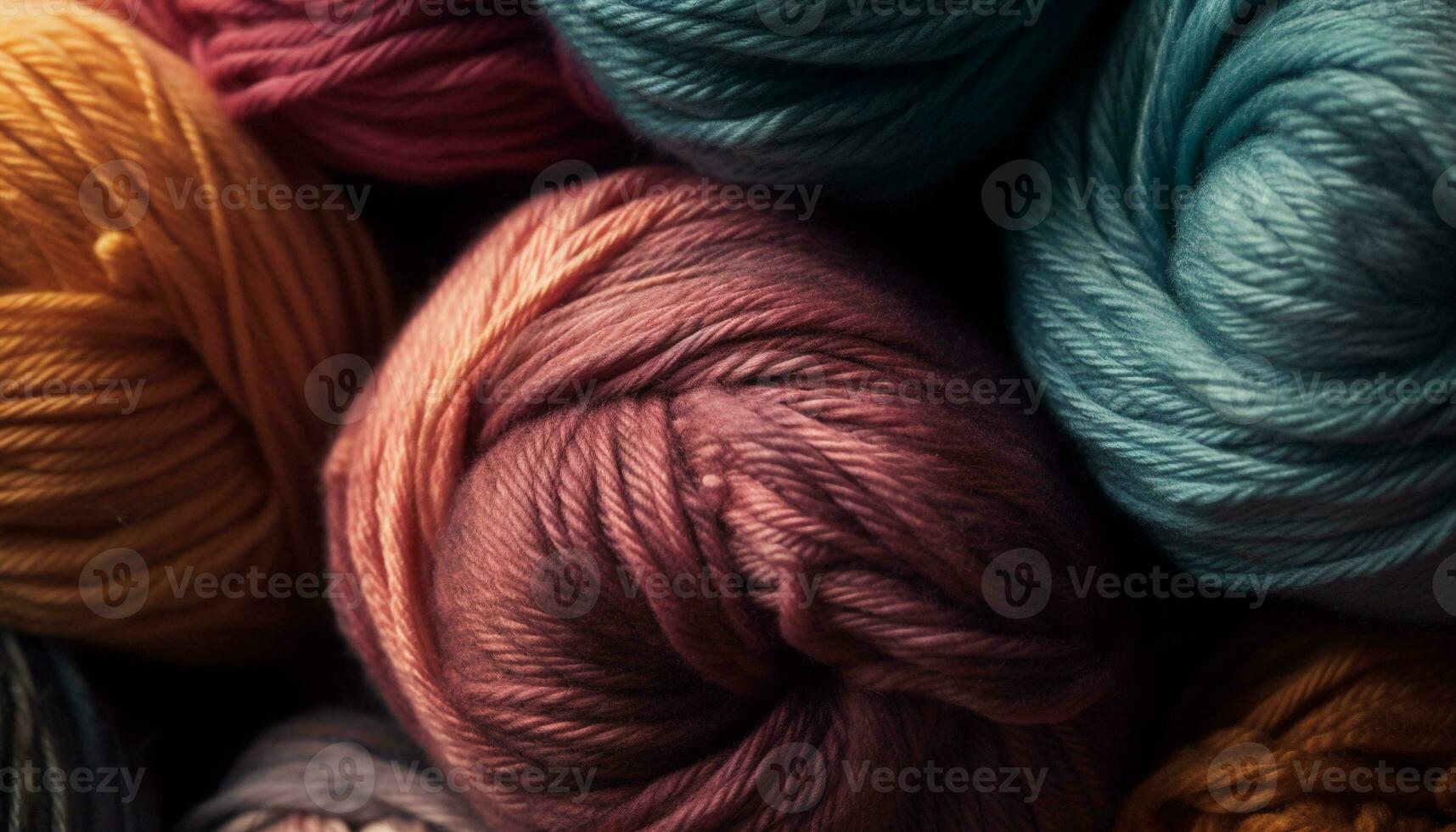 een eigengemaakt spoel van multi gekleurde wol, een creatief ontwerp gegenereerd door ai foto