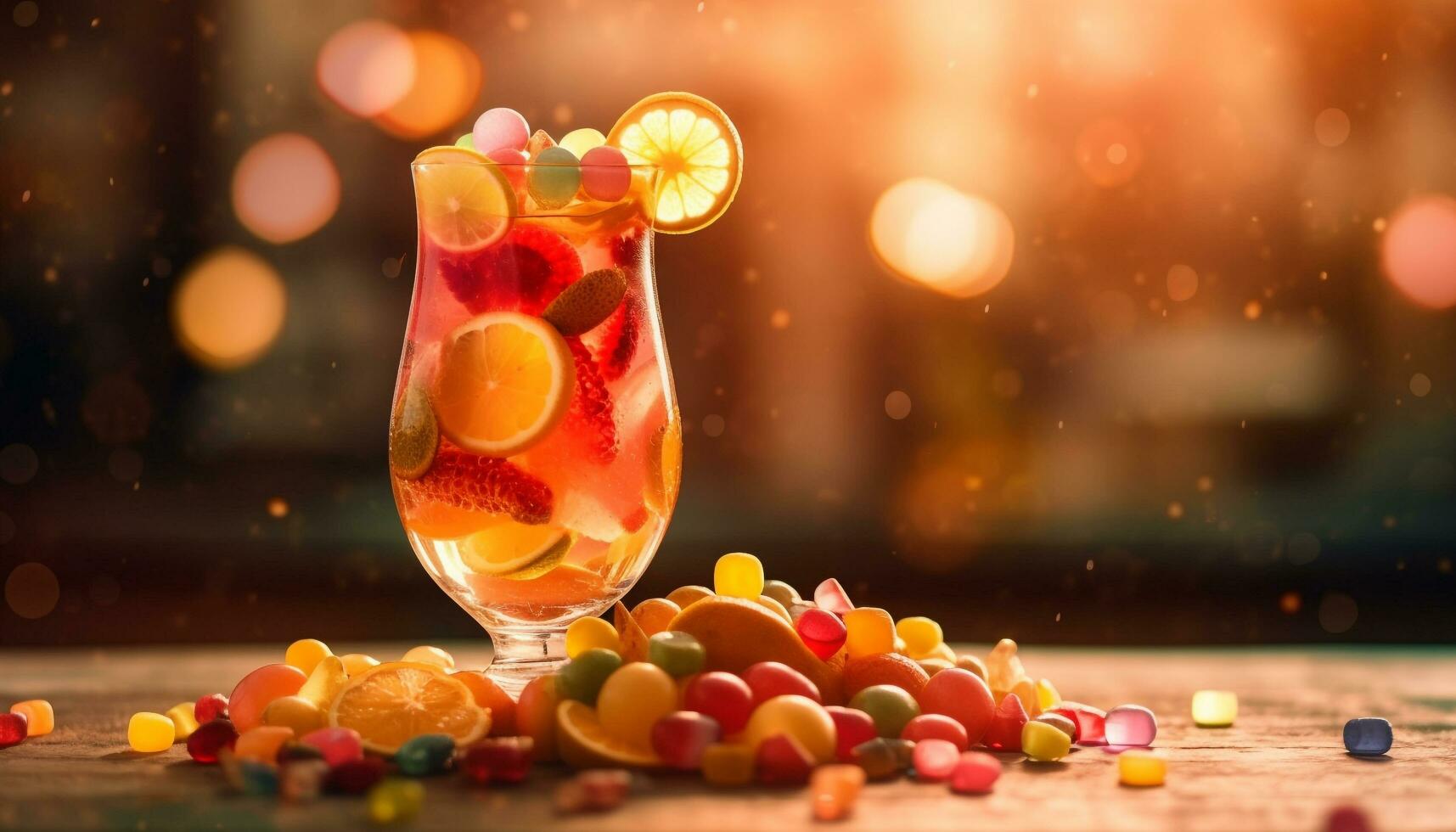 een levendig citrus cocktail met vers citroen en oranje plakjes gegenereerd door ai foto