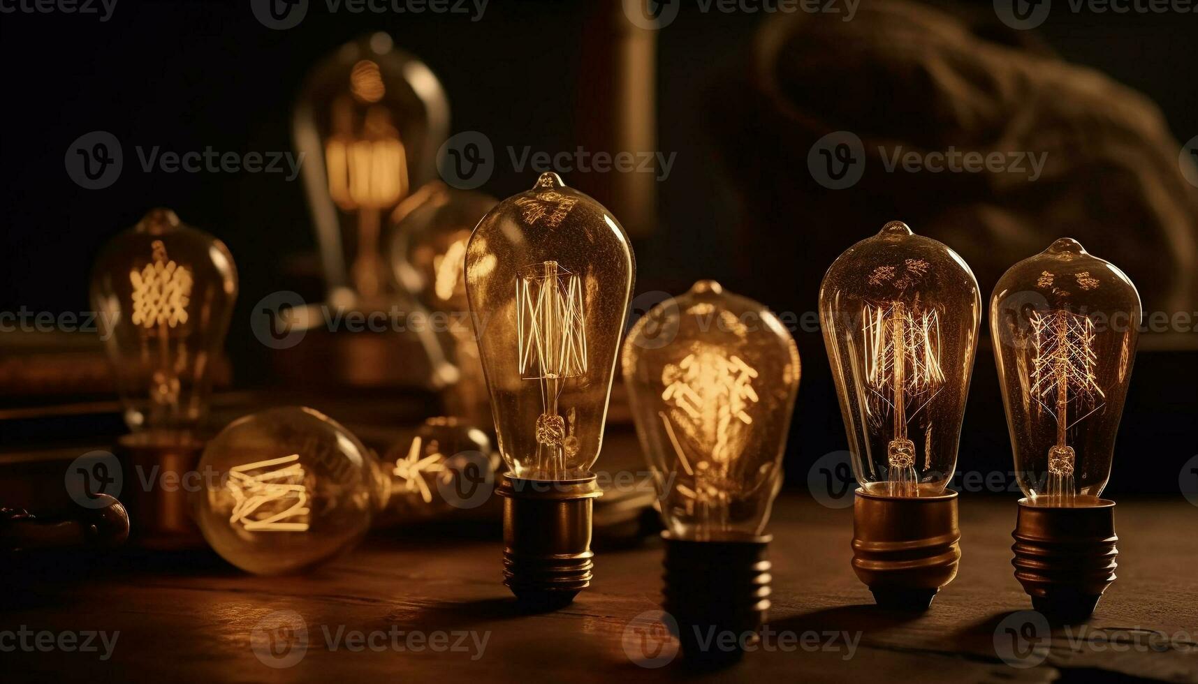 helder wolfraam filament gloeit in oud fashioned licht lamp gegenereerd door ai foto