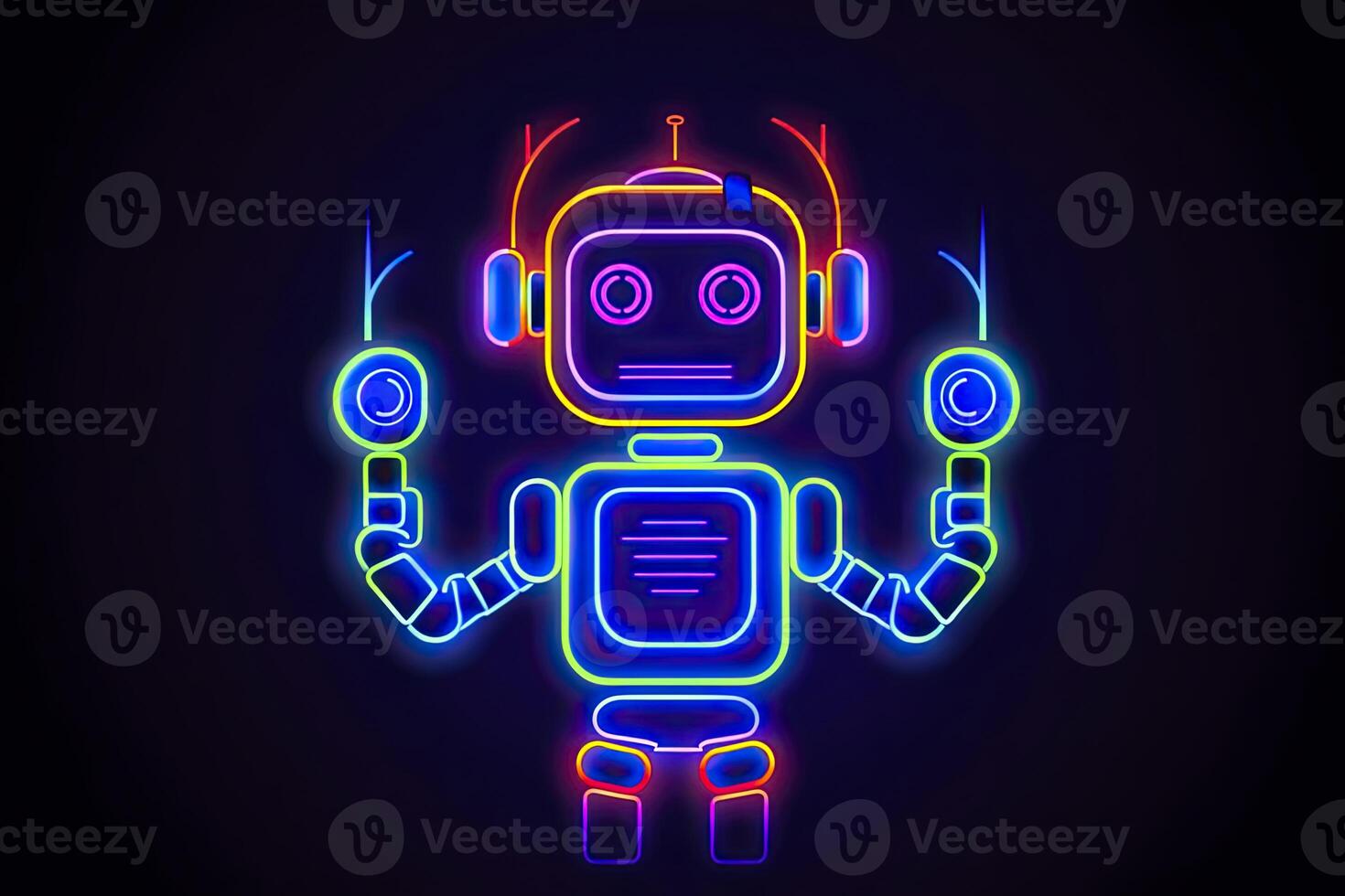 robot icoon. bot teken ontwerp. Chatbot symbool concept. stem ondersteuning onderhoud bot. neon icoon.ai generatief foto