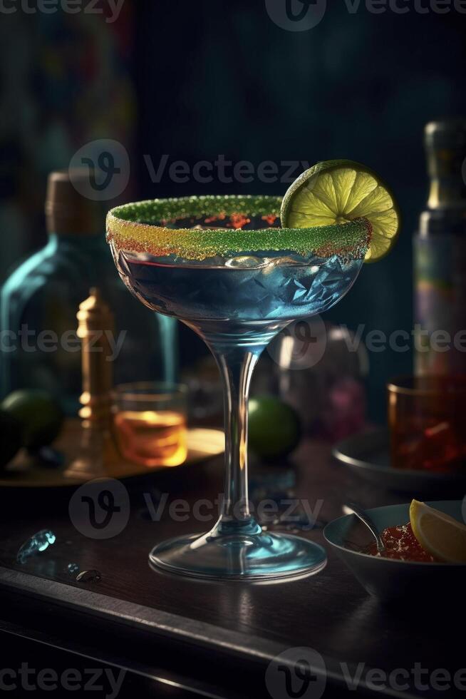 margarita cocktail in de bar, gemaakt met generatief ai foto