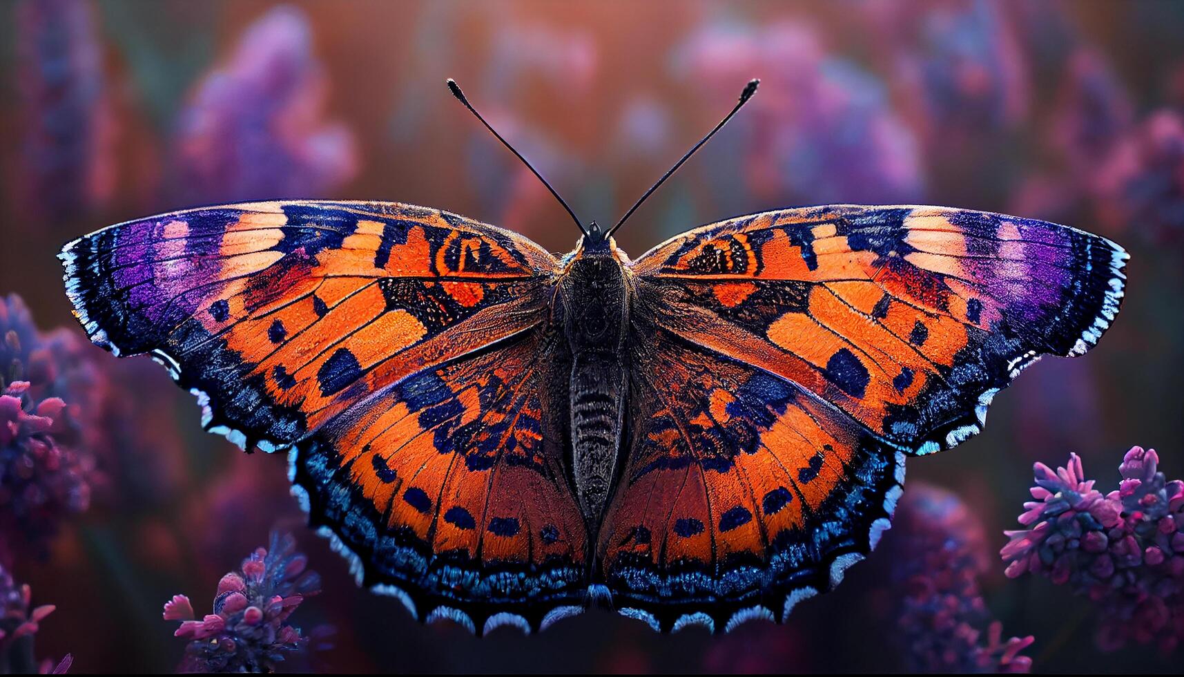 multi gekleurde vlinder in natuur, macro schot ,generatief ai foto