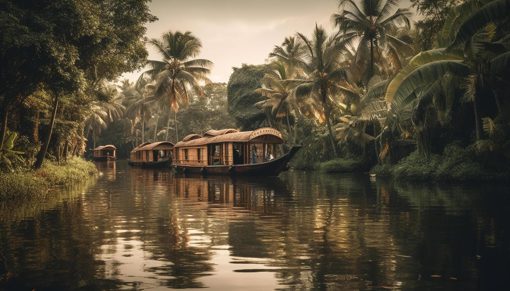 reflectie Aan rustig tafereel, nautische vaartuig het zeilen gegenereerd door ai foto