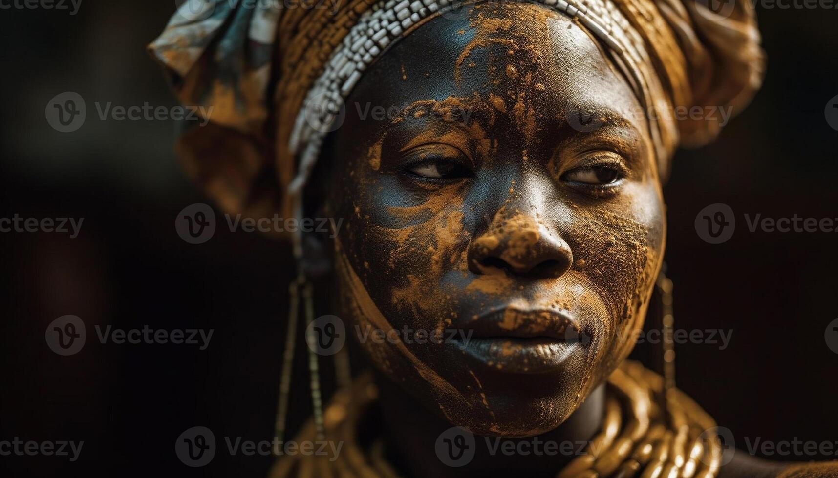 Afrikaanse vrouw elegantie schijnt in traditioneel kleding en goud sieraden gegenereerd door ai foto