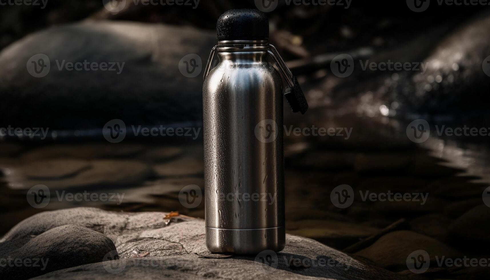 een verfrissend drinken in een van de natuur fles gegenereerd door ai foto