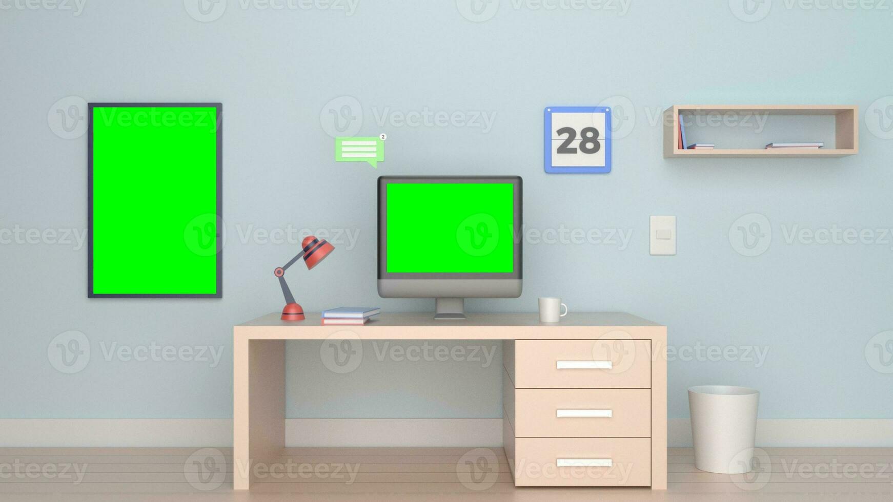 studio de perfect backdrop voor ieder groen scherm of chroma sleutel video productie, en ontwerp. 3d geven foto