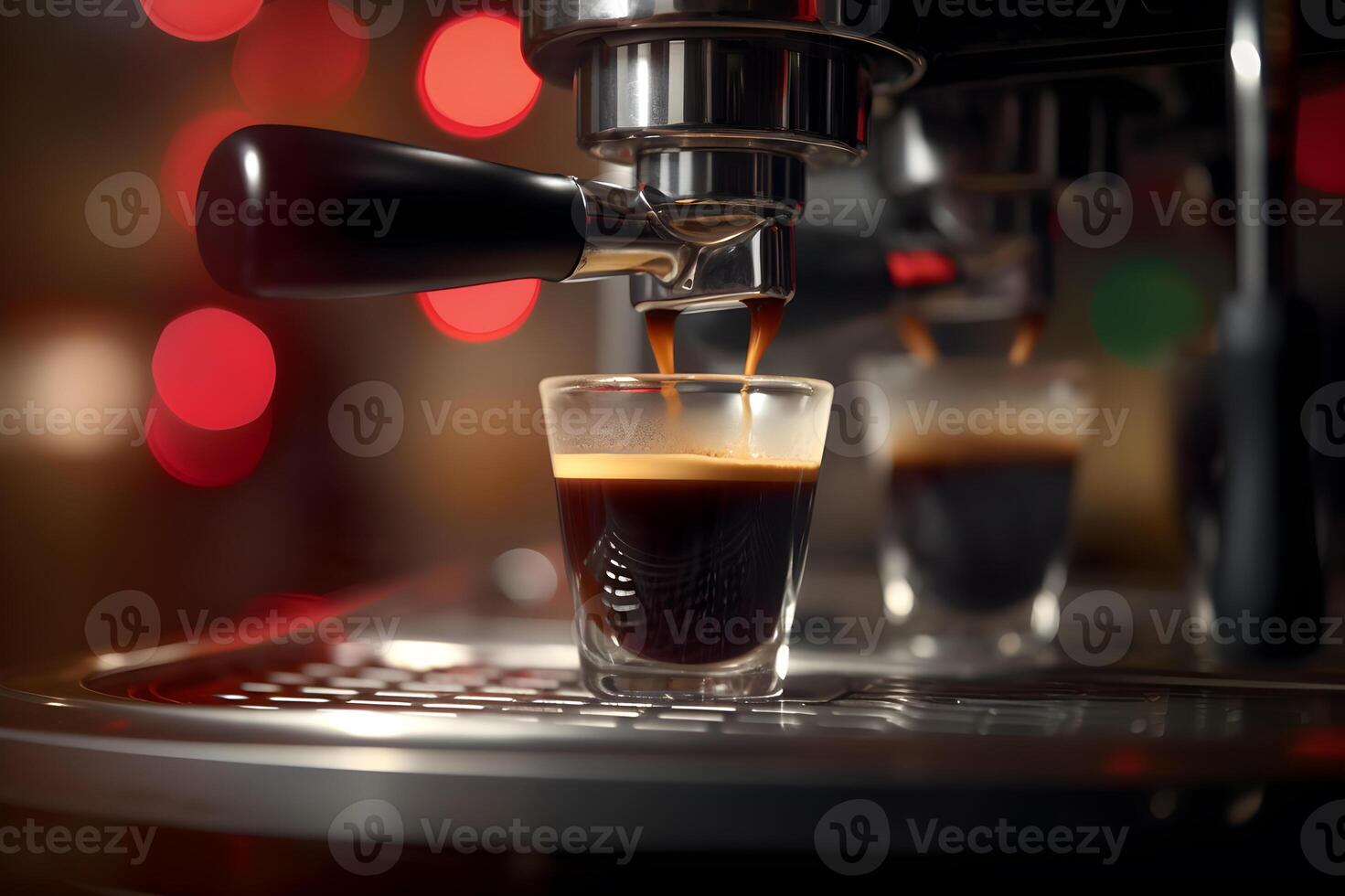 espresso geconcentreerd schot Aan een cafe achtergrond. generatief ai. foto