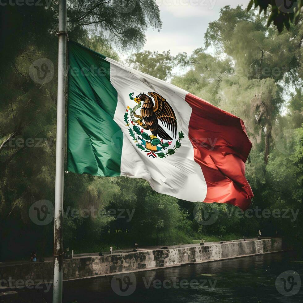 vlag van Mexico golvend in de wind foto