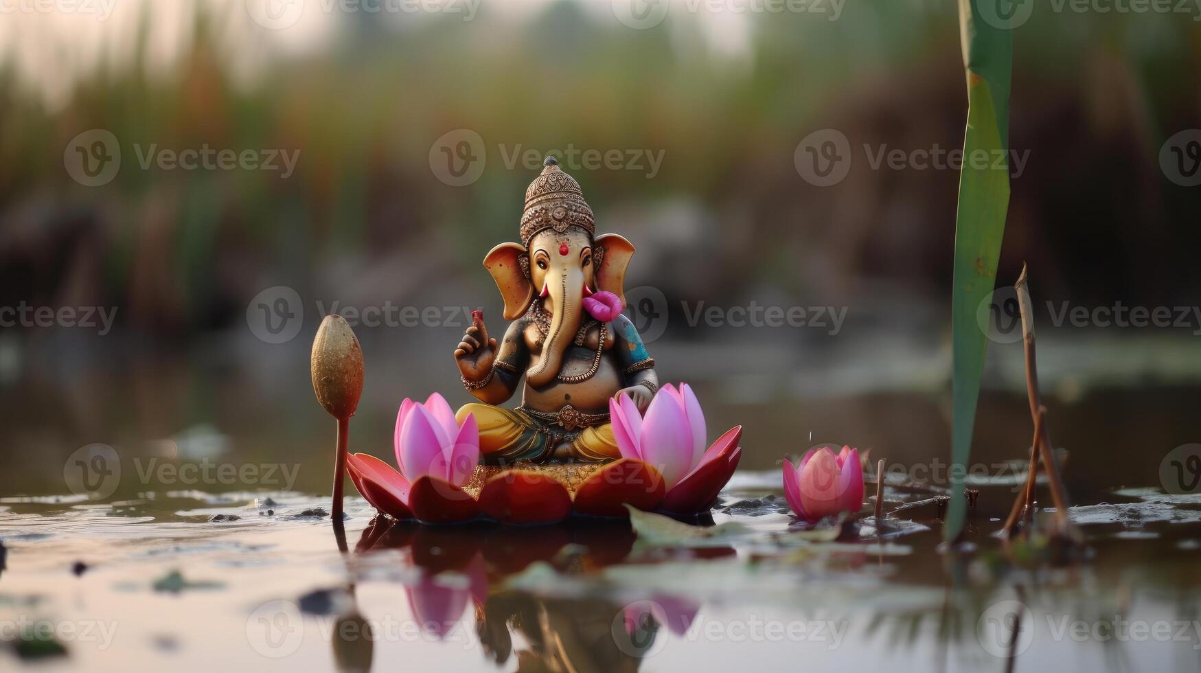 ganesha illustratie, ganesh chaturthi, ganesh, ganesha, heer ganesh, heer ganesha. ai gegenereerd foto