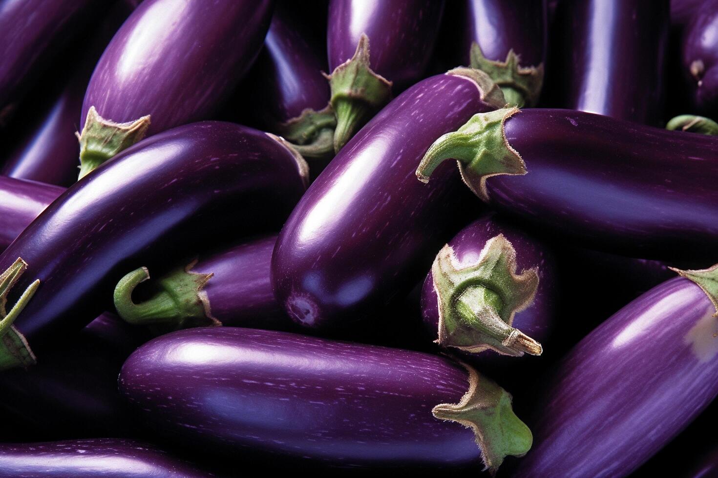 een achtergrond foto van rijp aubergines, generatief ai