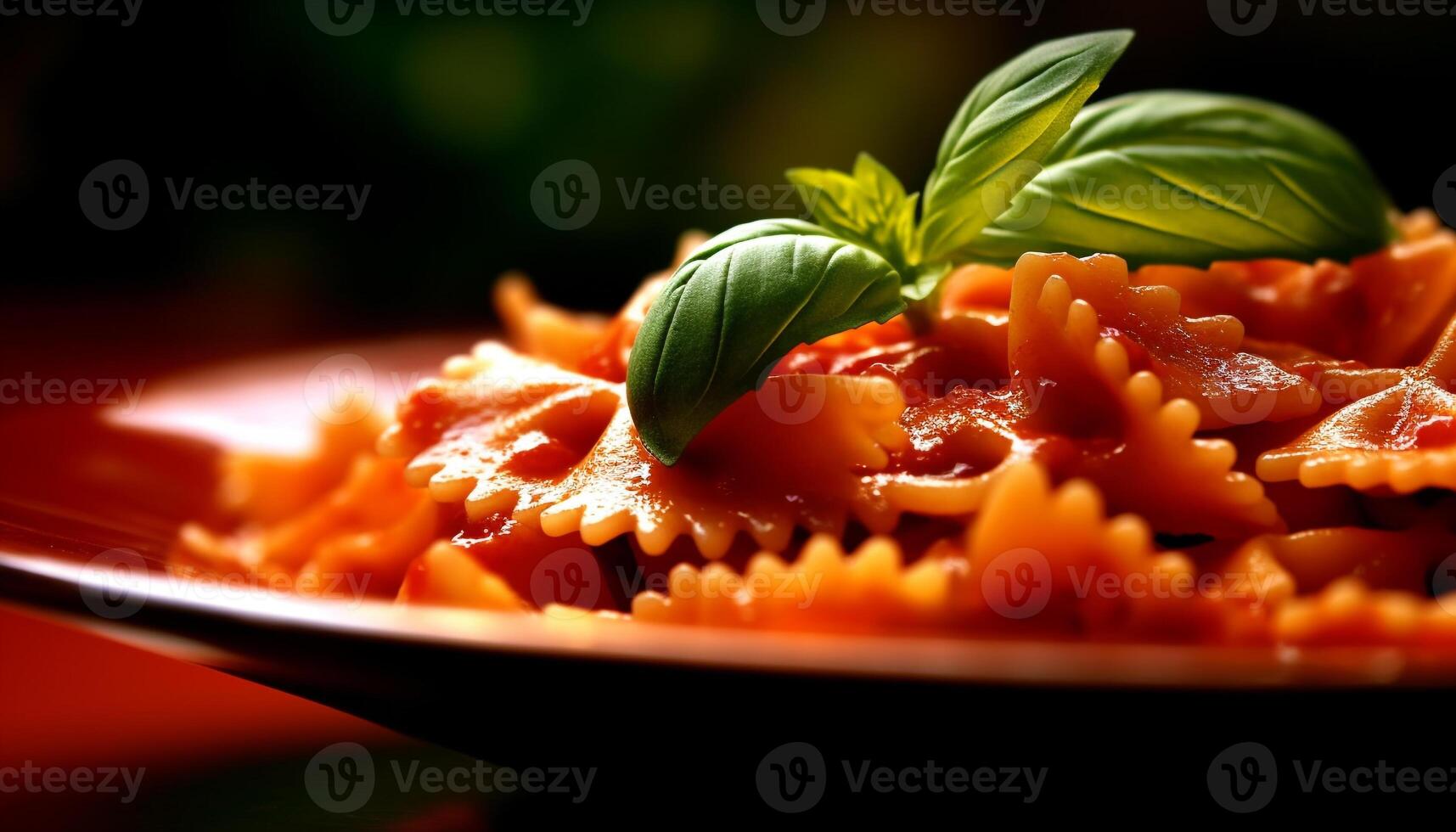 gezond vegetarisch pasta maaltijd met vers tomaat en kruid saus gegenereerd door ai foto