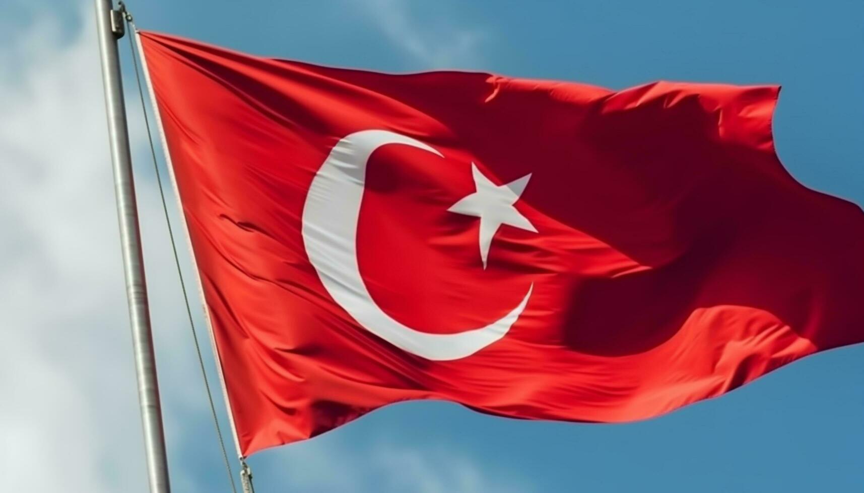 golvend Turks vlag vliegend hoog met trots en patriottisme gegenereerd door ai foto