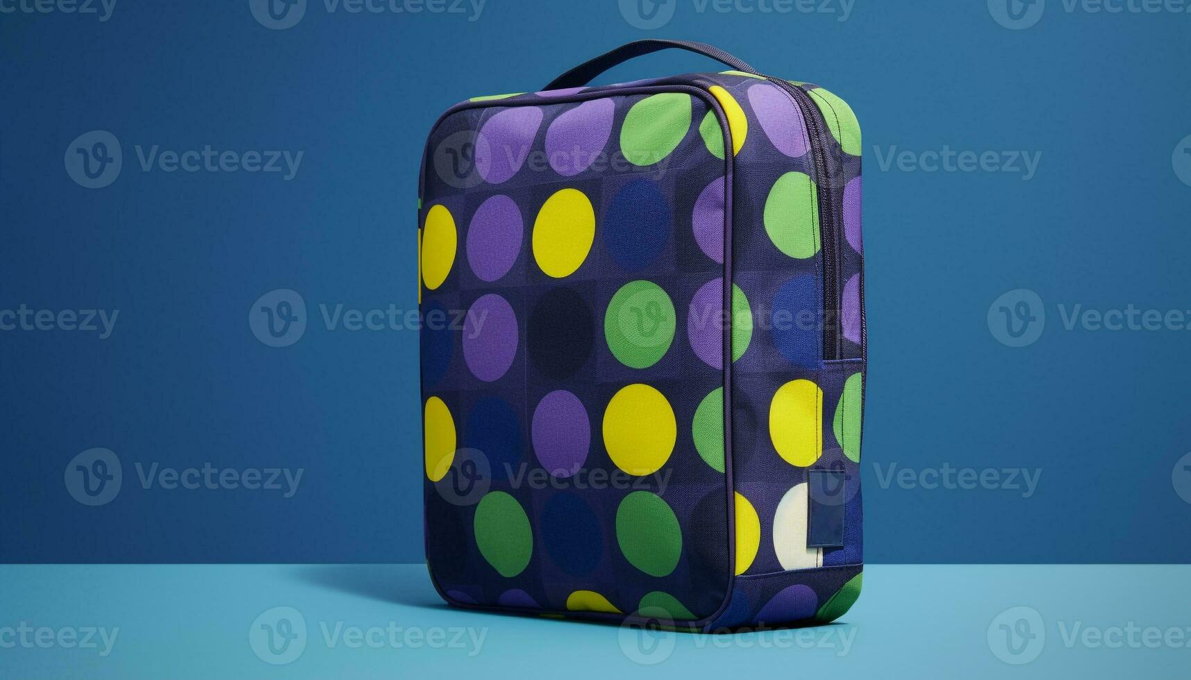 multi gekleurde bagage stack Aan blauw achtergrond, perfect voor zomer vakanties gegenereerd door ai foto