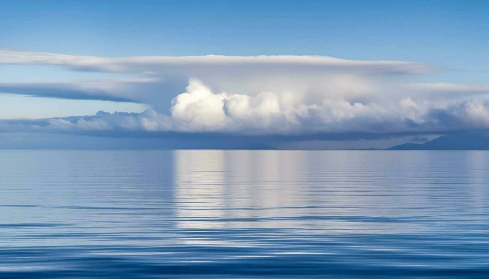 rustig zeegezicht weerspiegelt schoonheid in natuur, horizon over- water gegenereerd door ai foto