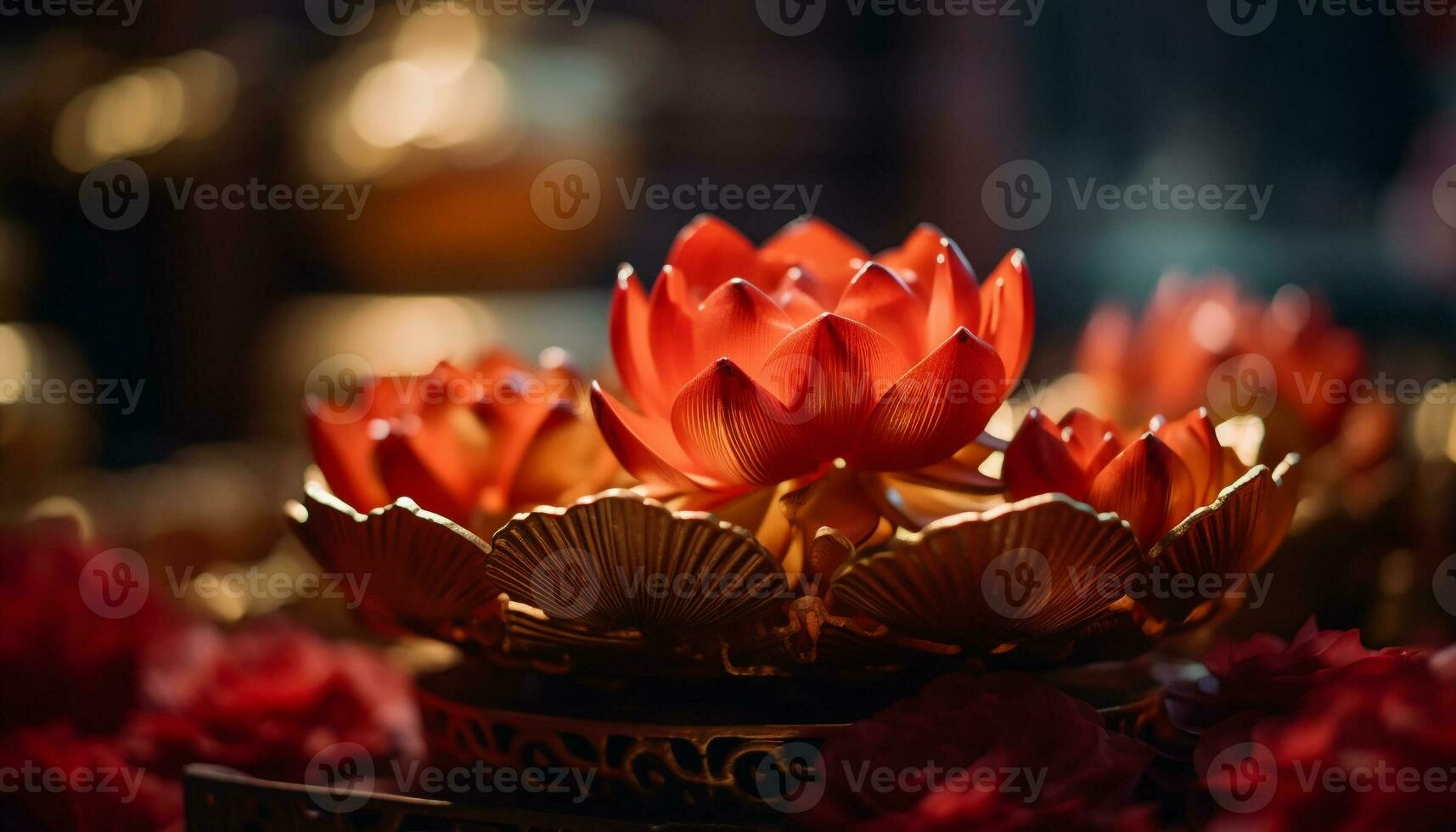 lotus water lelie, symbool van spiritualiteit, in rustig vijver gegenereerd door ai foto