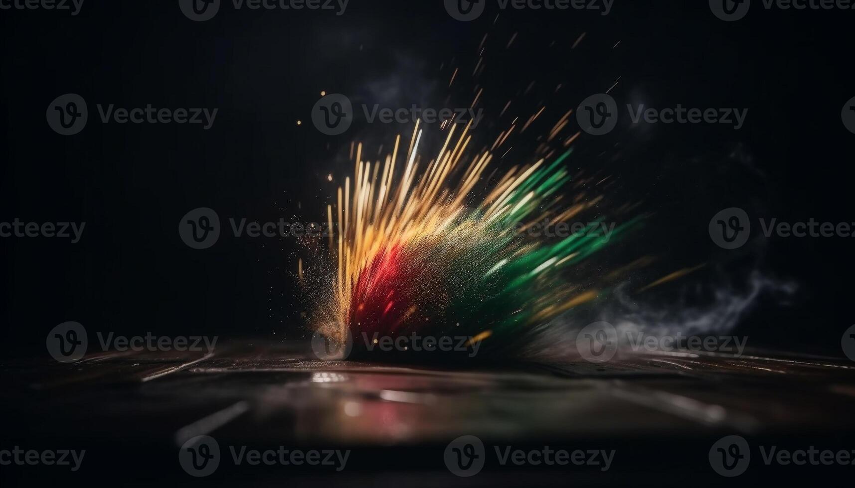 vuurwerk Scherm ontploft met levendig kleuren, verhelderend donker nacht lucht gegenereerd door ai foto