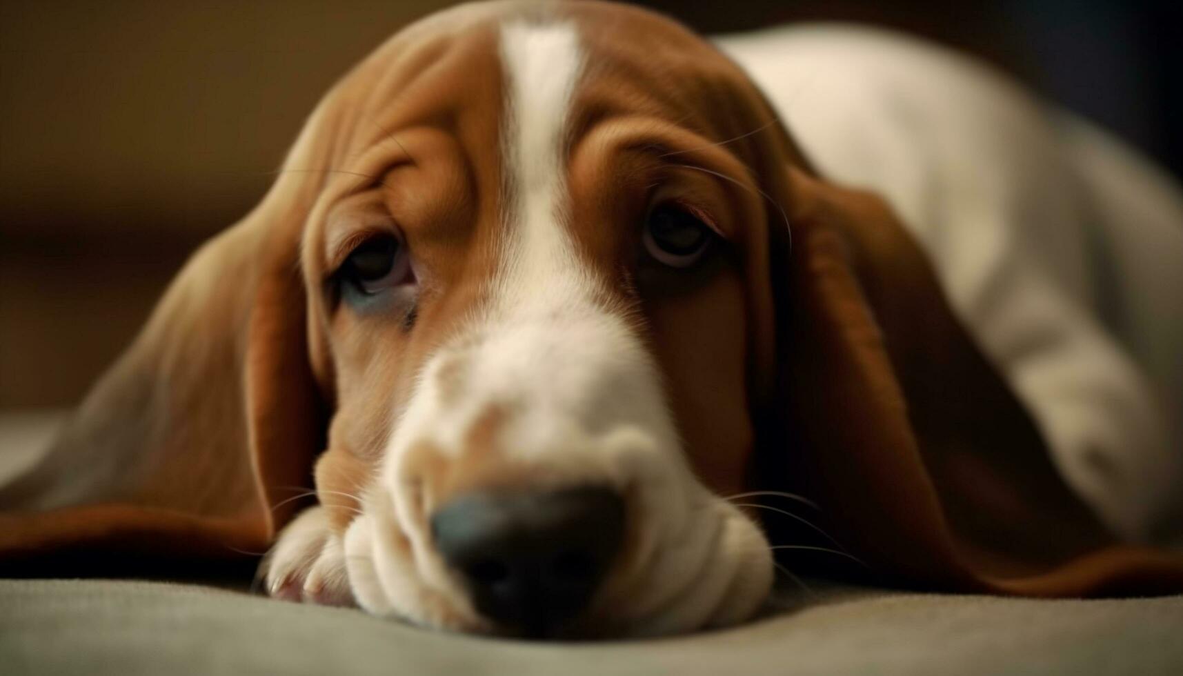 een moe puppy leugens omlaag, getroost door zachtheid en vriendschap gegenereerd door ai foto