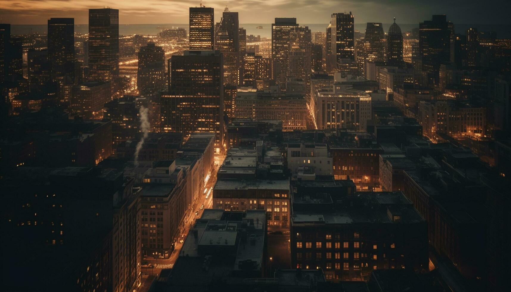 helder stad lichten verlichten de modern horizon gegenereerd door ai foto