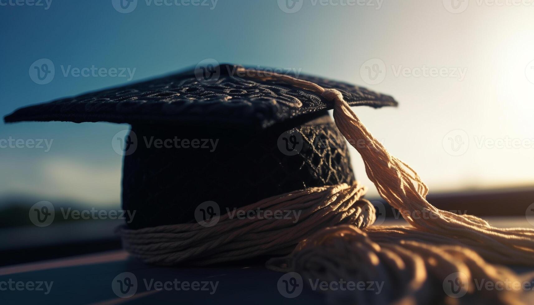 onderwijs succes diploma gebonden met blauw kwast gegenereerd door ai foto