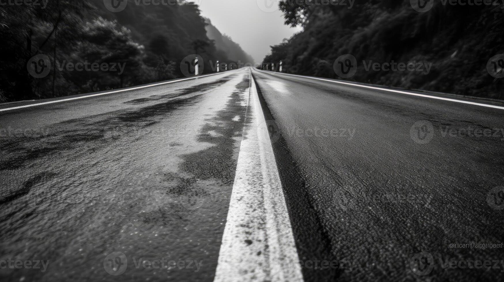 leeg asfalt weg in de platteland, snelweg in vroeg ochtend, ai gegenereerd. foto