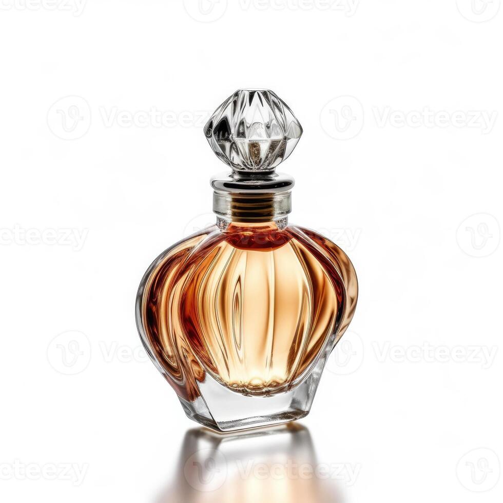 parfum fles Aan wit achtergrond, ai gegenereerd. foto
