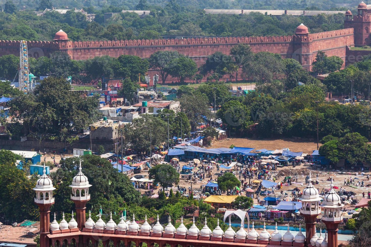 uitzicht vanaf jama masjid new delhi india foto