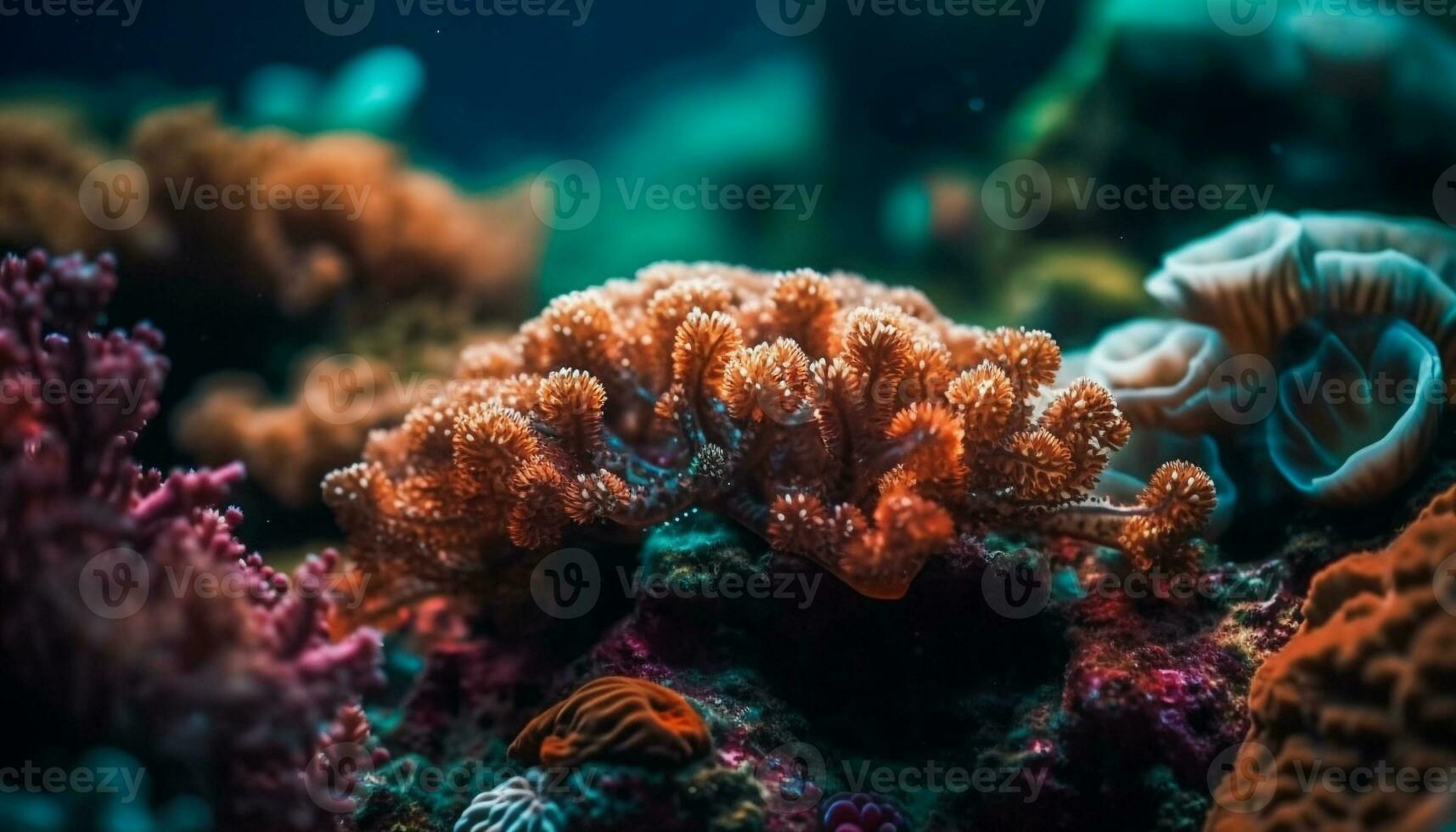 multi gekleurde vis zwemmen in rustig onderwater- landschap gegenereerd door ai foto