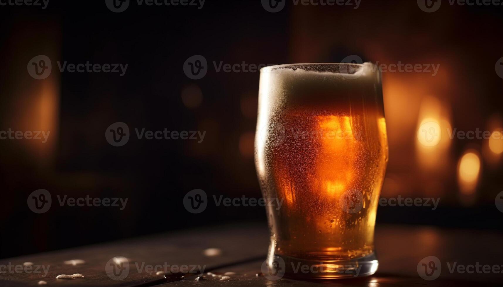 schuimig goud bier in verkoudheid pint glas gegenereerd door ai foto