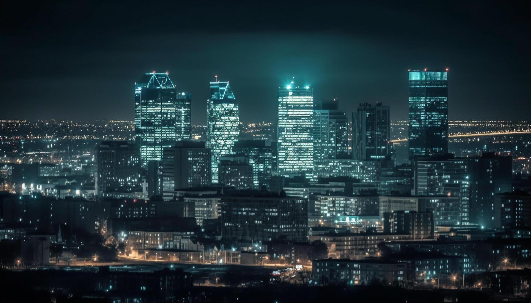 gloeiend Beijing wolkenkrabbers verlichten de futuristische stadsgezicht gegenereerd door ai foto