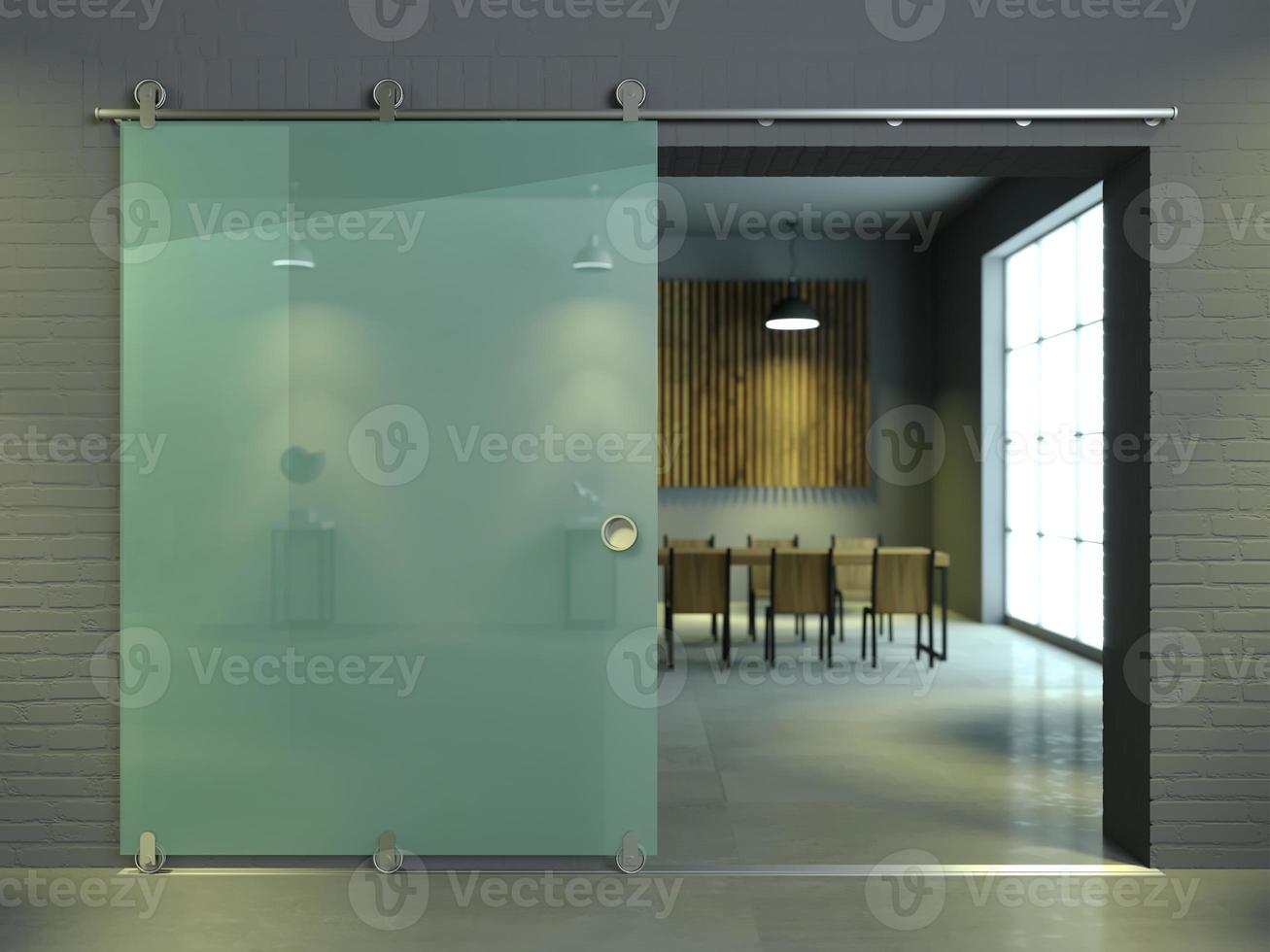 moderne glazen schuifdeur in het kantoor foto