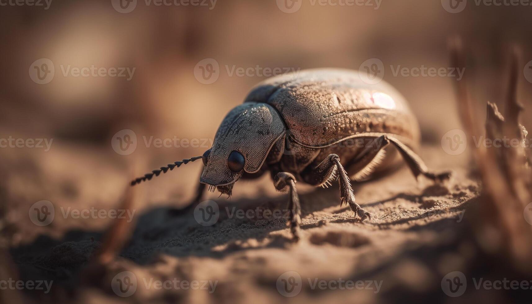 snuitkever kruipen Aan blad, antenne in focus gegenereerd door ai foto