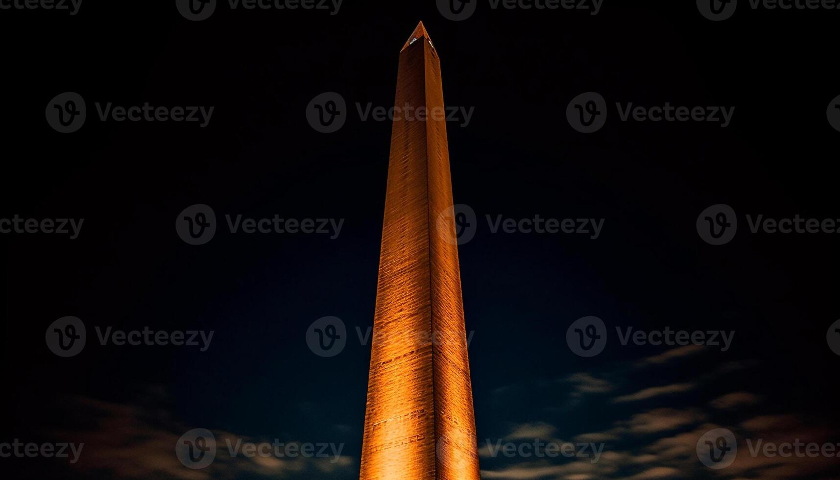 majestueus obelisk verlichte Bij nacht, symboliseert geschiedenis gegenereerd door ai foto