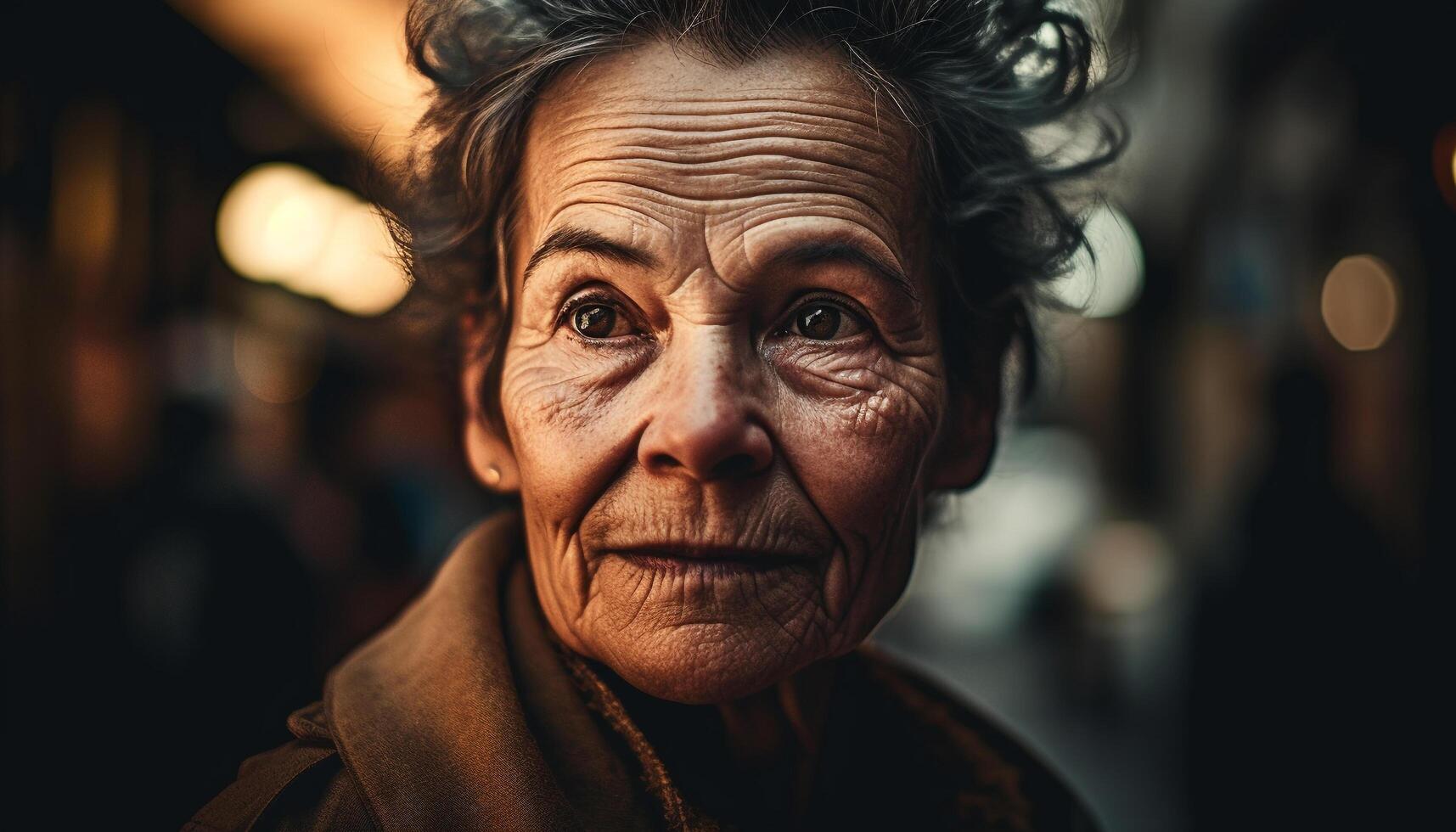 glimlachen senior vrouw omarmt veroudering met vertrouwen gegenereerd door ai foto