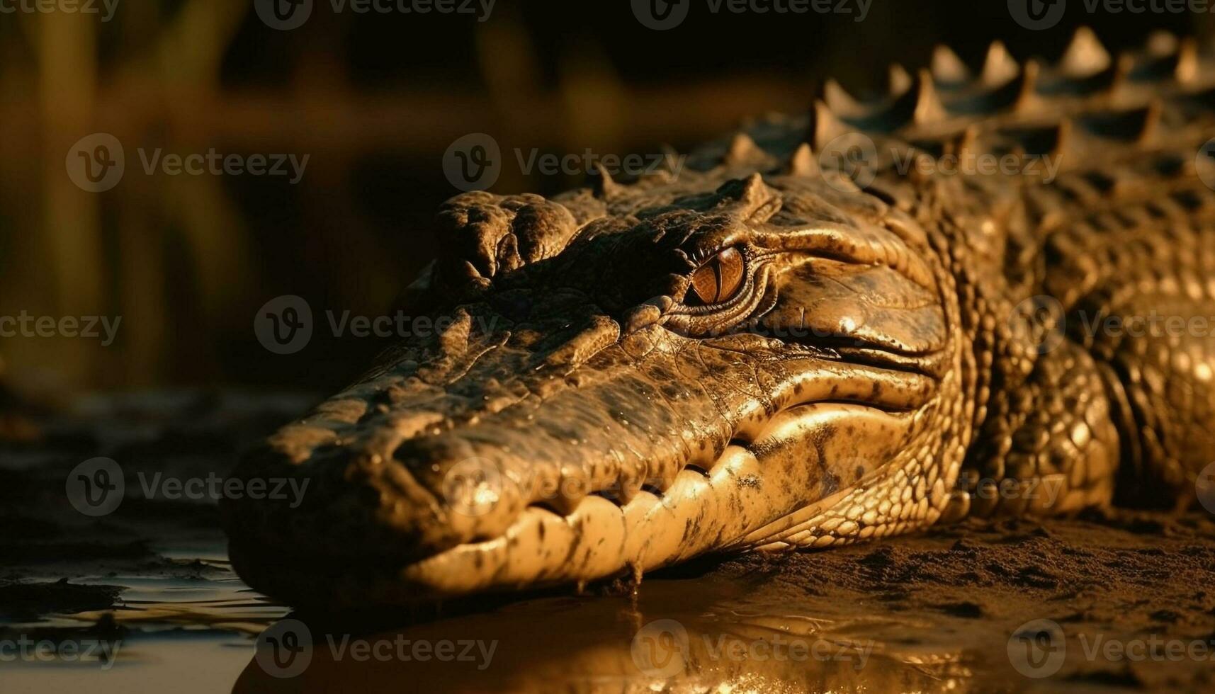 krokodil resting in water, mond Open breed gegenereerd door ai foto