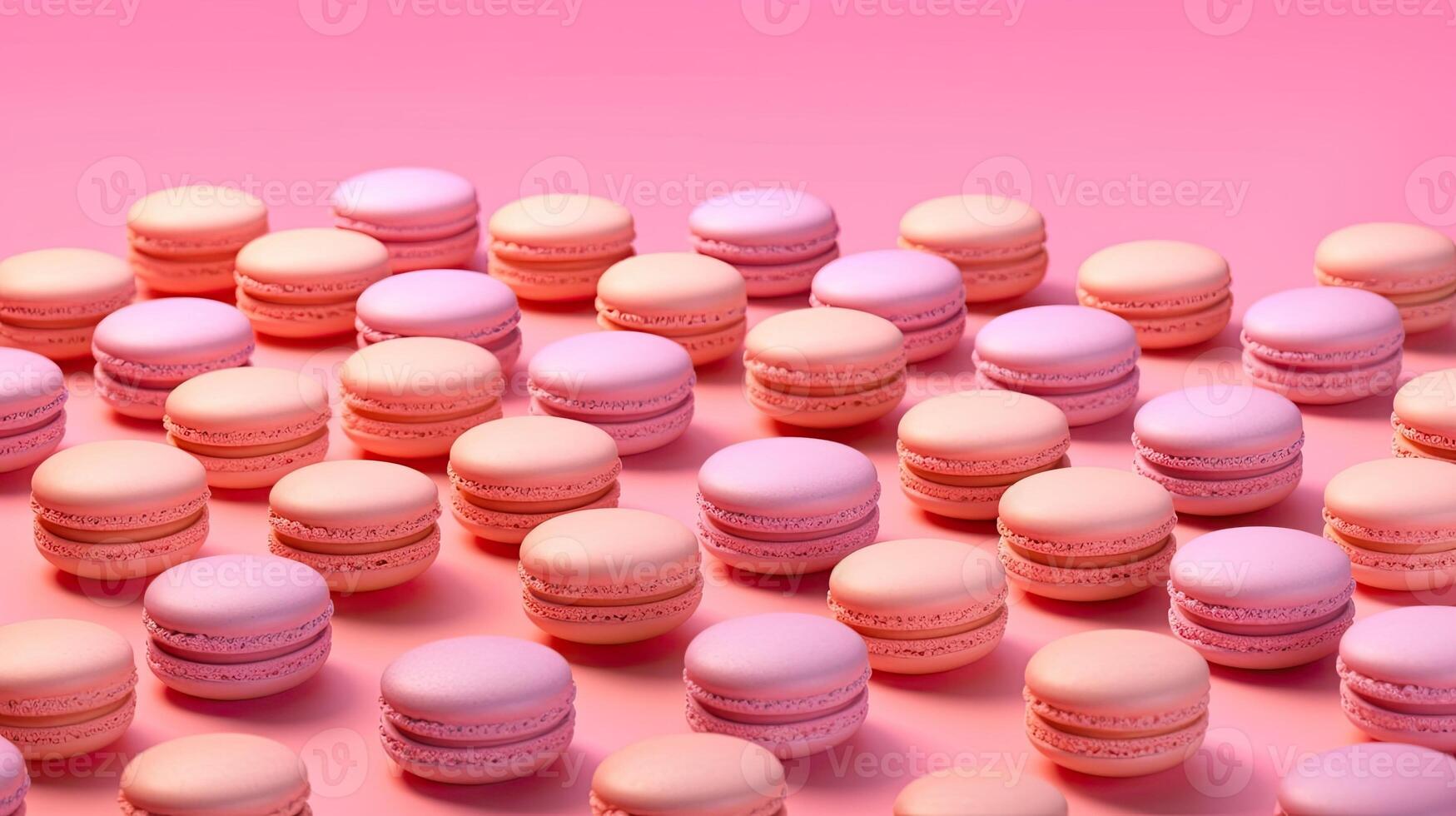 roze macarons tegen een roze achtergrond, ai gegenereerd foto