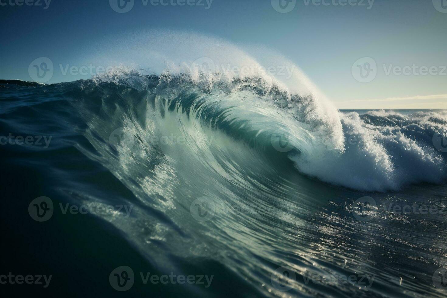 Golf surfing Botsing oceaan vloeistof blauw zee koel water natuur. generatief ai. foto