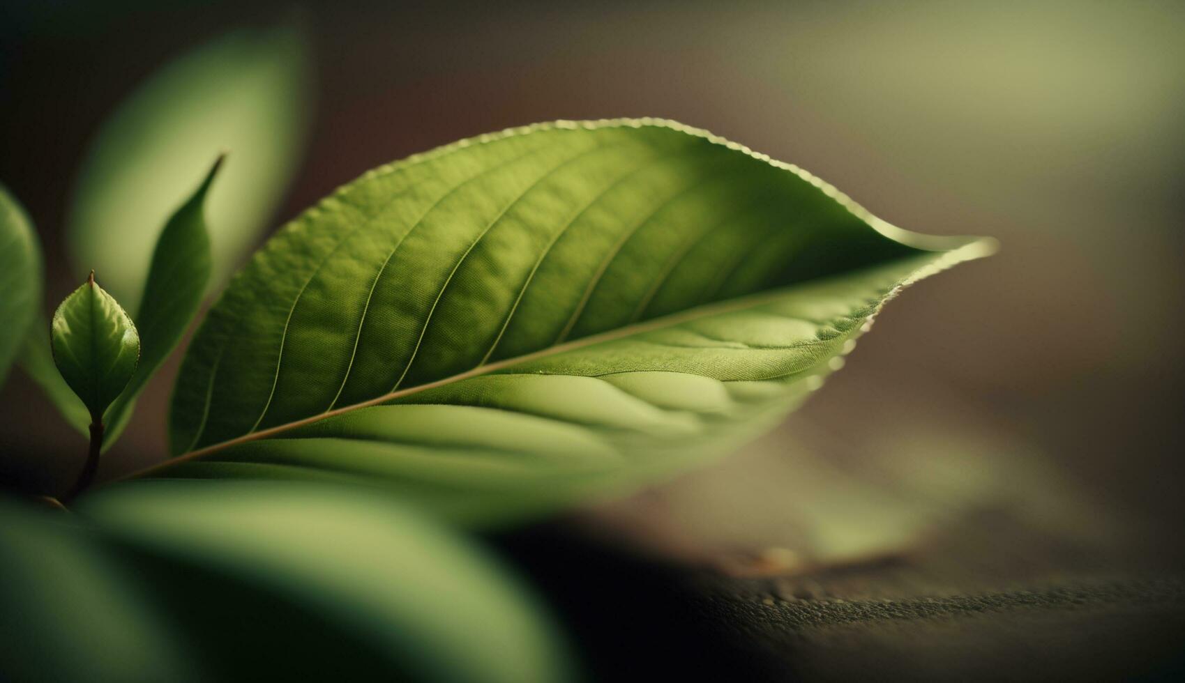 een weelderig groen blad glinstert met dauw gegenereerd door ai foto