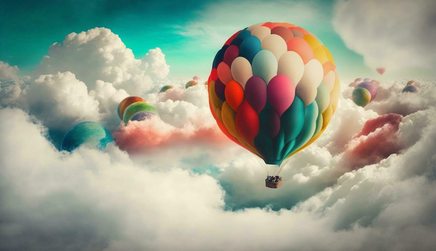 blauw lucht heet lucht ballon vliegend avontuur gegenereerd door ai foto
