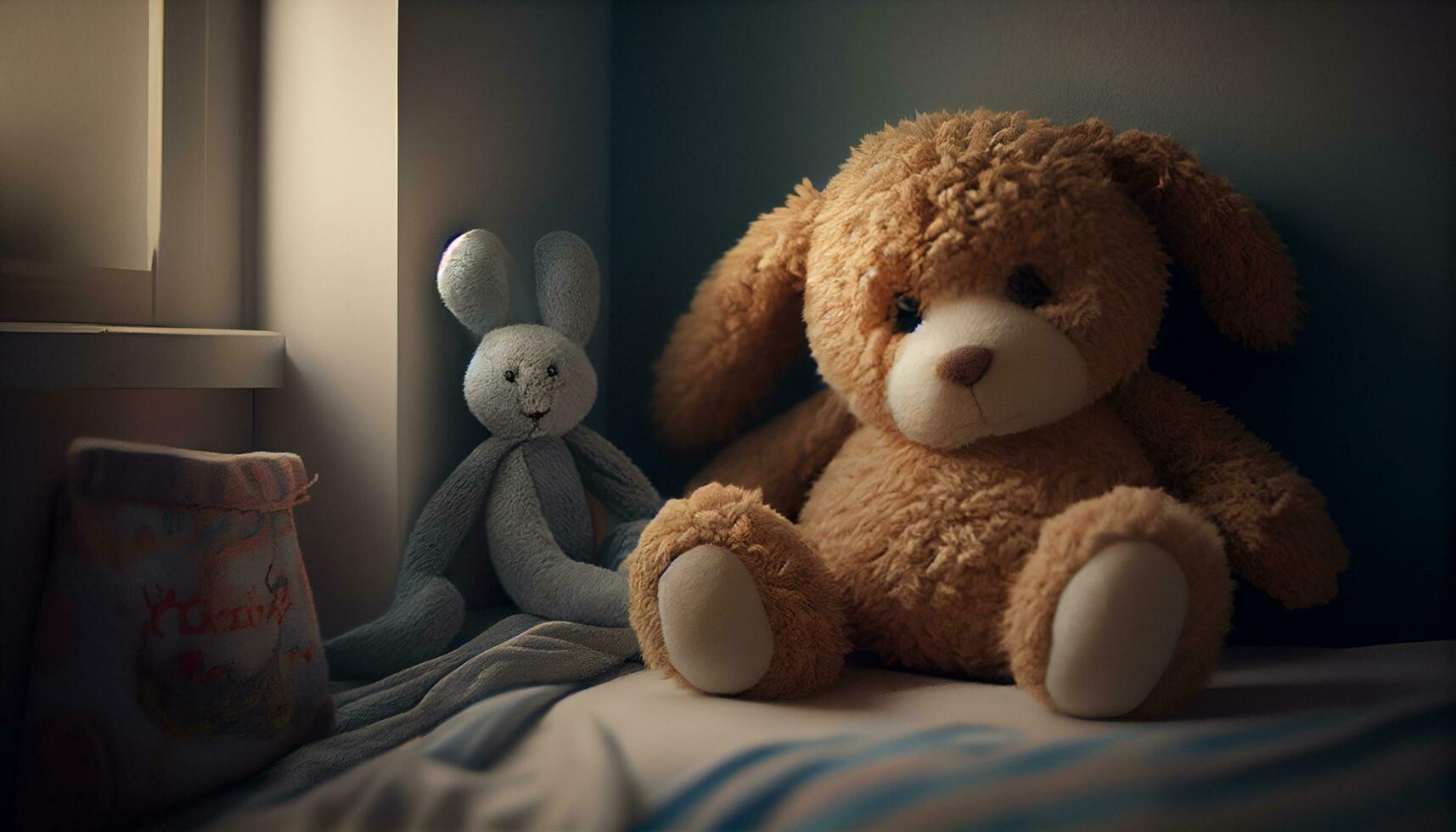 schattig beer teddy en konijn adorables speelgoed ,generatief ai foto