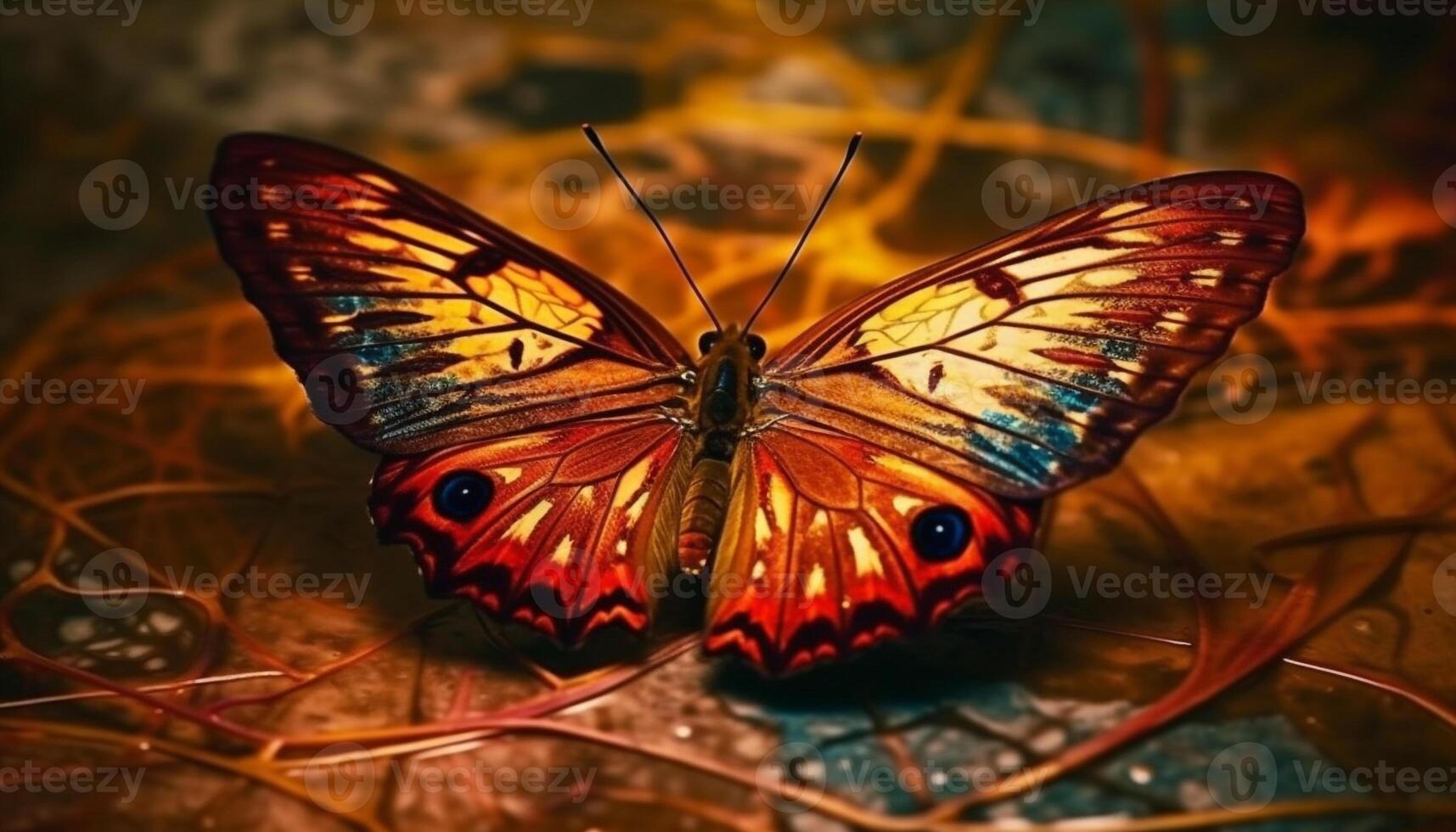 de delicaat schoonheid van een multi gekleurde vlinder in lente gegenereerd door ai foto