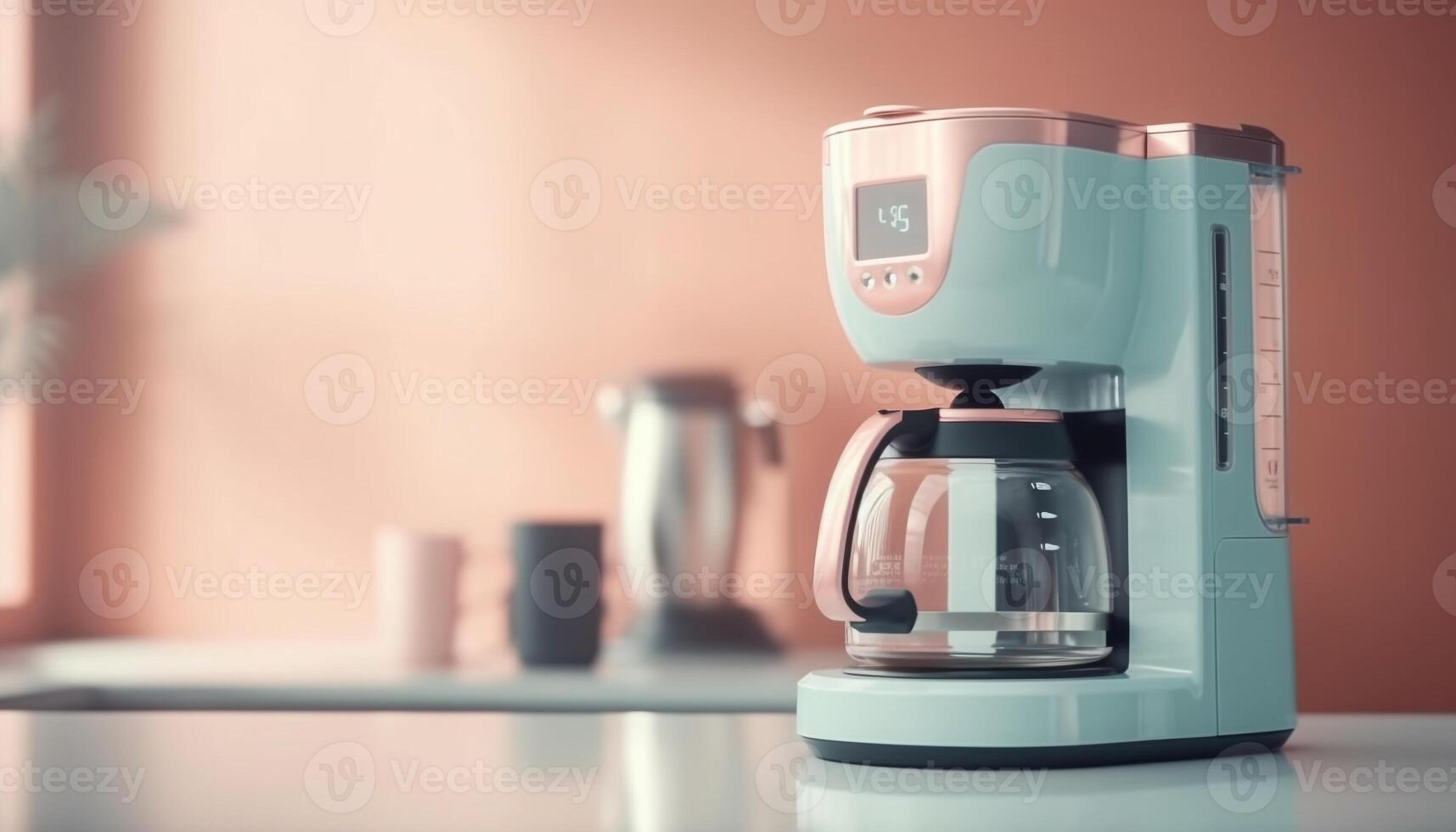 vers espresso bereid met modern metalen koffie maker in keuken gegenereerd door ai foto